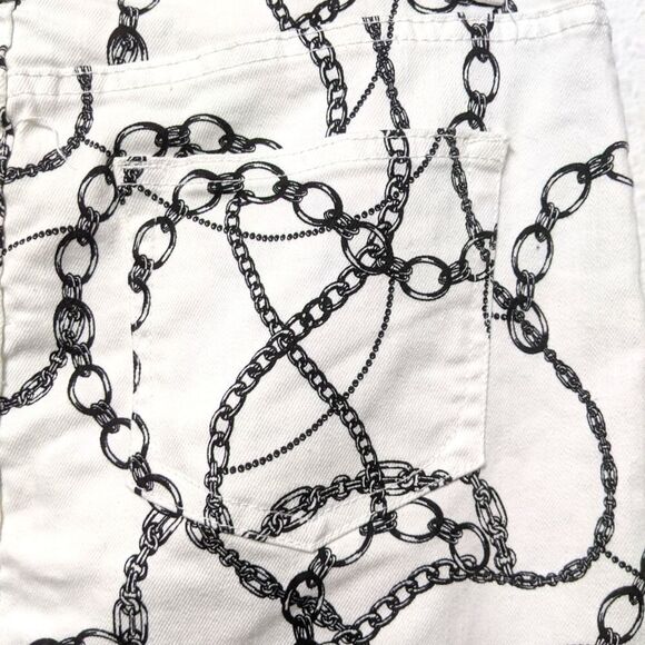 CACHE Chain Print White Denim Mini Skirt 4 - Picture 5 of 7